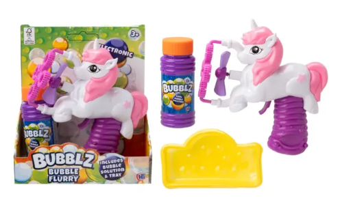 🦄✨ Bubblz Unicorn Flurry Set – Magical Bubble Blower for Kids | Includes 59ml Solution & Tray 🌈🫧