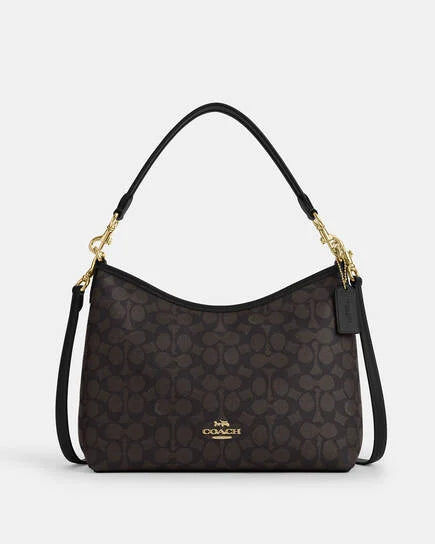 Coach  Laurel Shoulder WOMEN  Bag In Signature Canvas  DARK BROWN IM/BROWN/BLACK