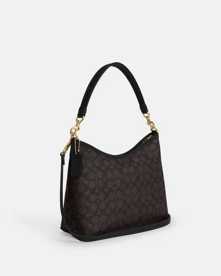 Coach Laurel Shoulder WOMEN Bag In Signature Canvas DARK BROWN IM/BROWN/BLACK