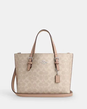 COACH NEW YORK حقيبة يد نسائية Mollie Tote 25 من القماش المطبوع SV / رمل / توب
