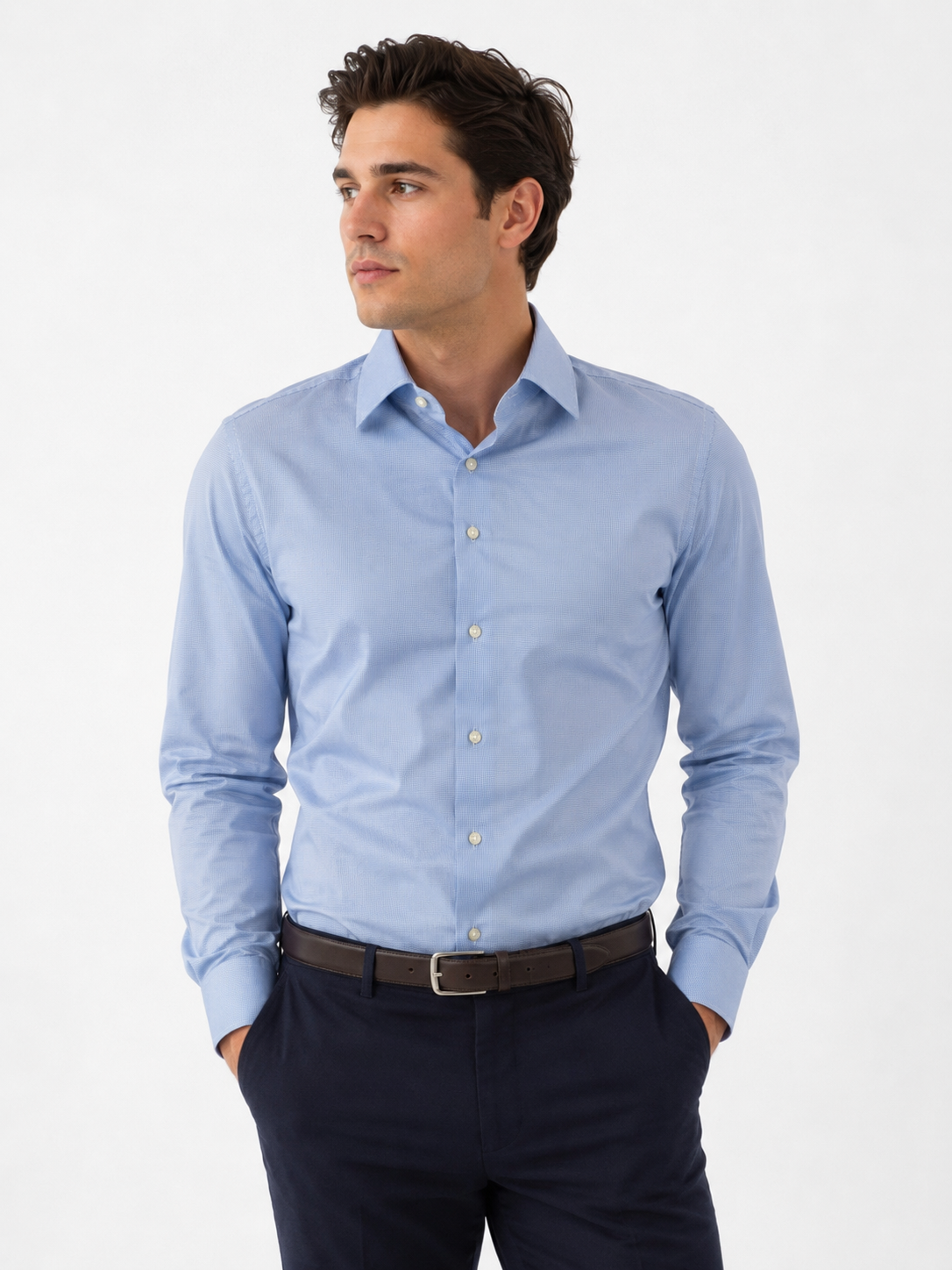 DOPPELGÄNGER BLUE PATTERNED SHIRT FOR MEN
