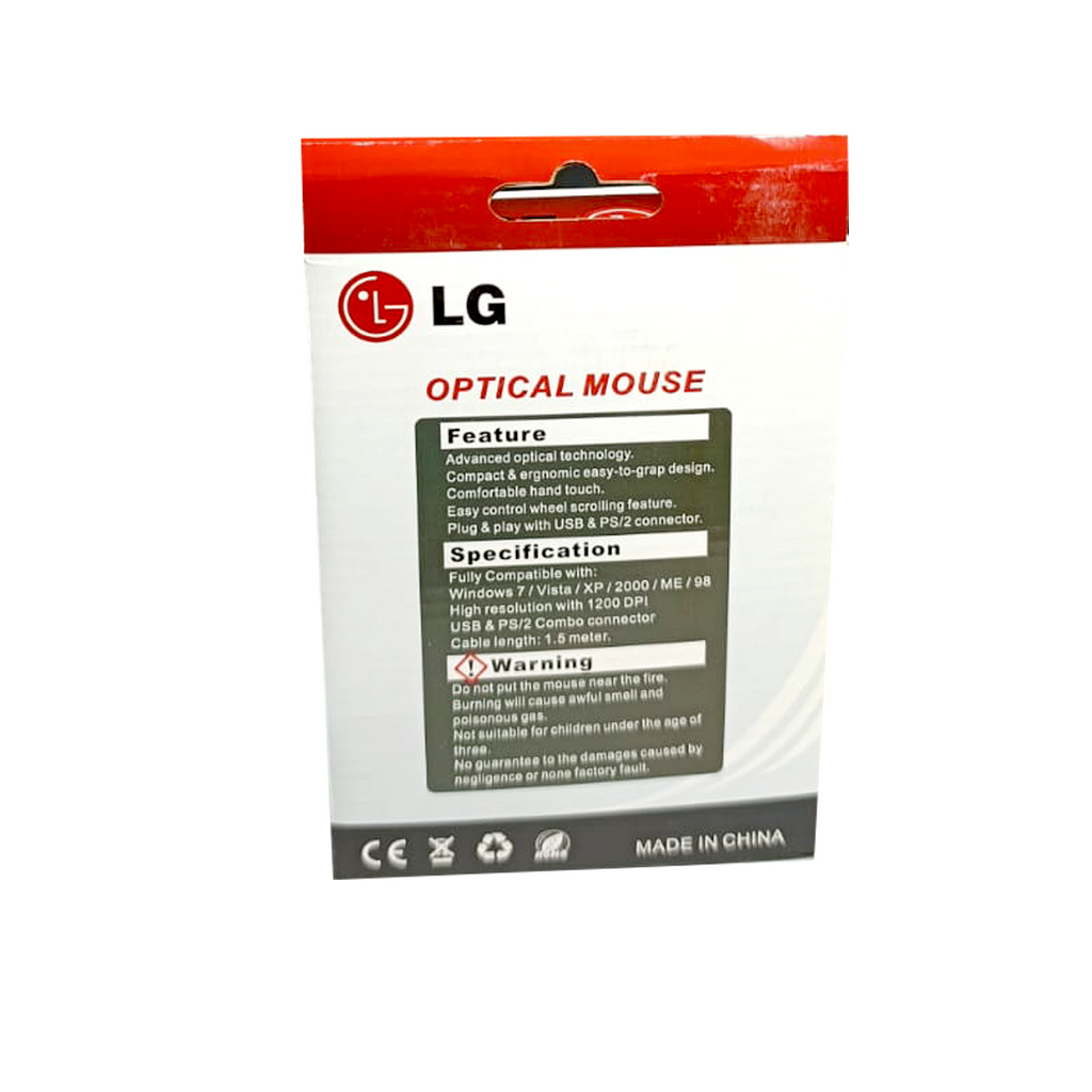 ماوس LG الضوئي (F45A) - ماوس سلكي عالي الدقة ومريح لأجهزة الكمبيوتر وأجهزة الكمبيوتر المحمولة