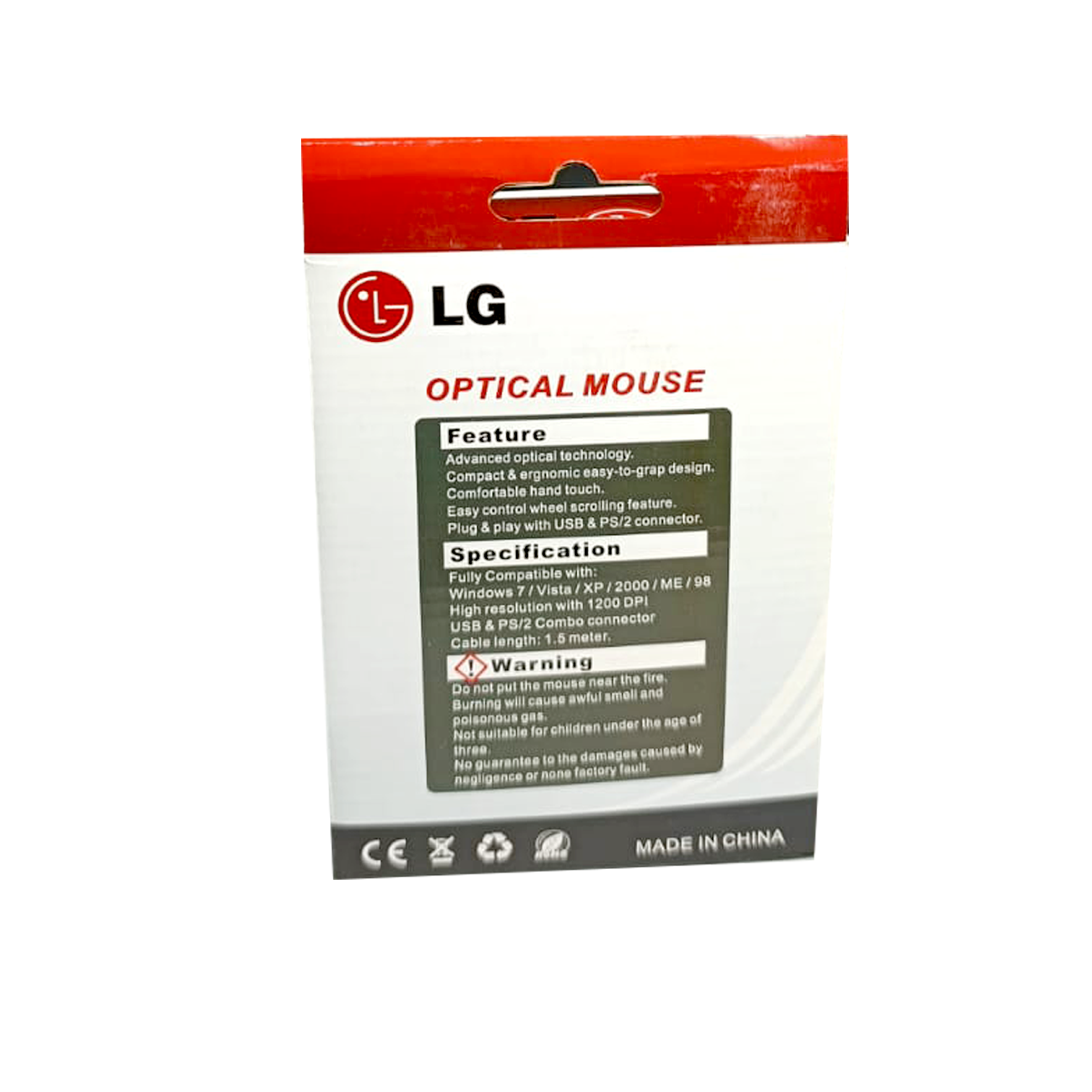 LG Optical Mouse (F45A) – High Precision, Ergonomic Wired Mouse for Computers and Laptops