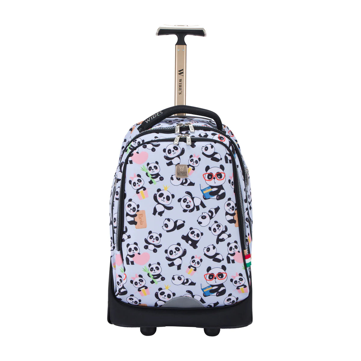 Mist Panda Wires Big Wheel School Bag w24511 Trolley Set of 3 - Lunch Bag & Pencil Case