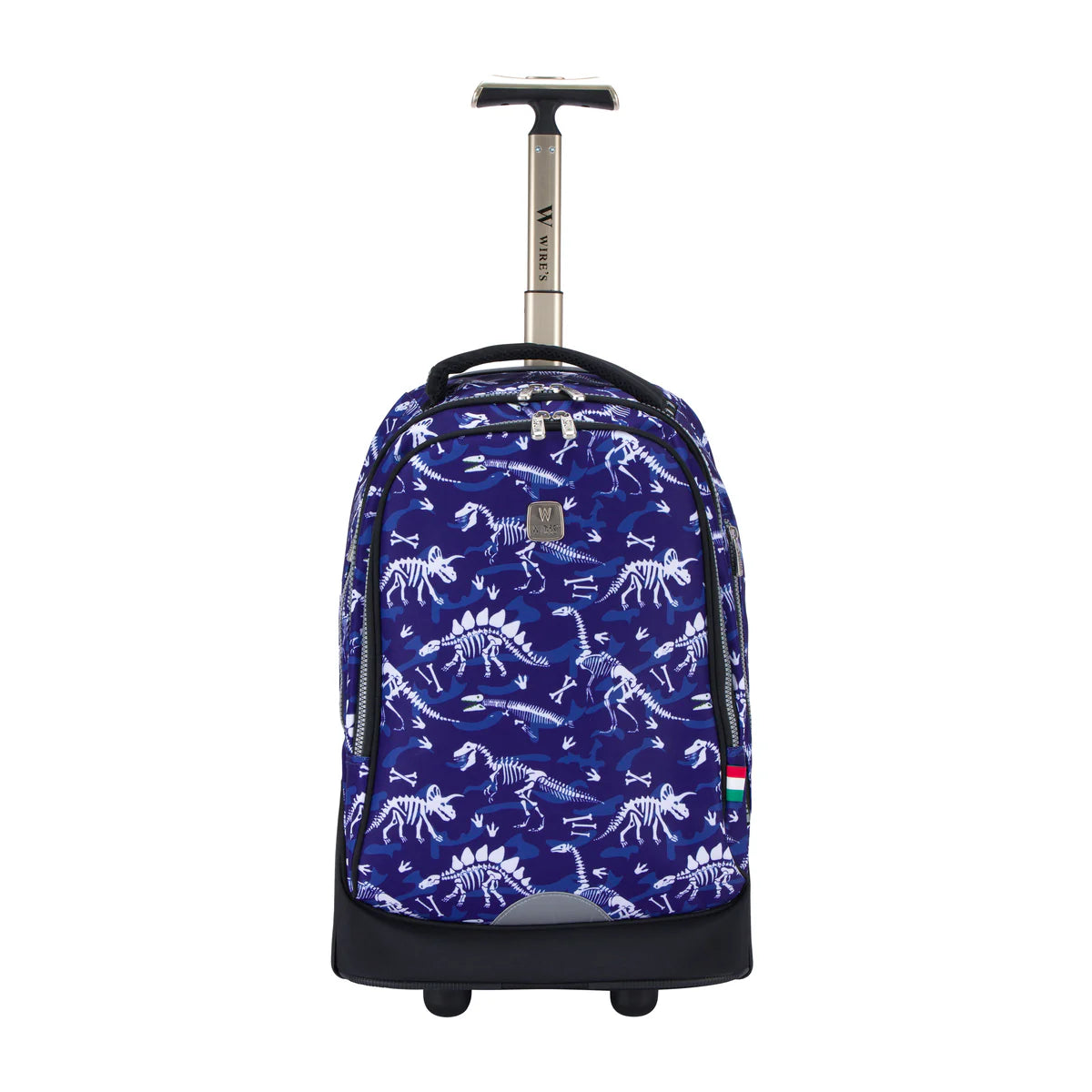 Wires  Blue Dinosaur Wires Big Wheel School Bag Trolley Set of 3 - Lunch Bag & Pencil Case - W24512