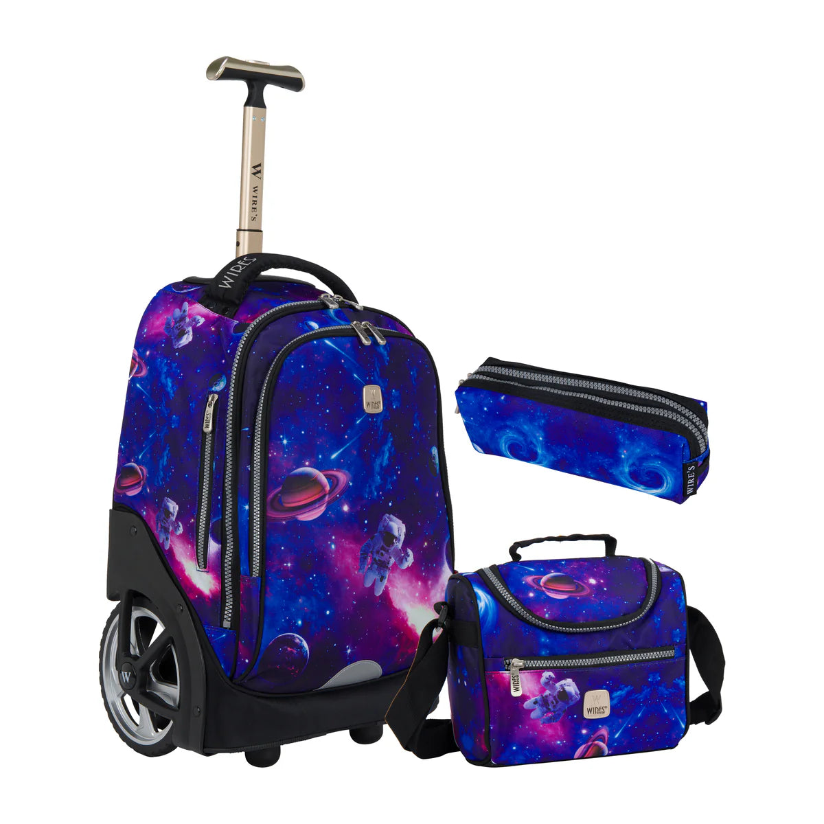 Galaxy Planet Wires Big Wheel School Bags w24518 Trolly Set of 3pcs