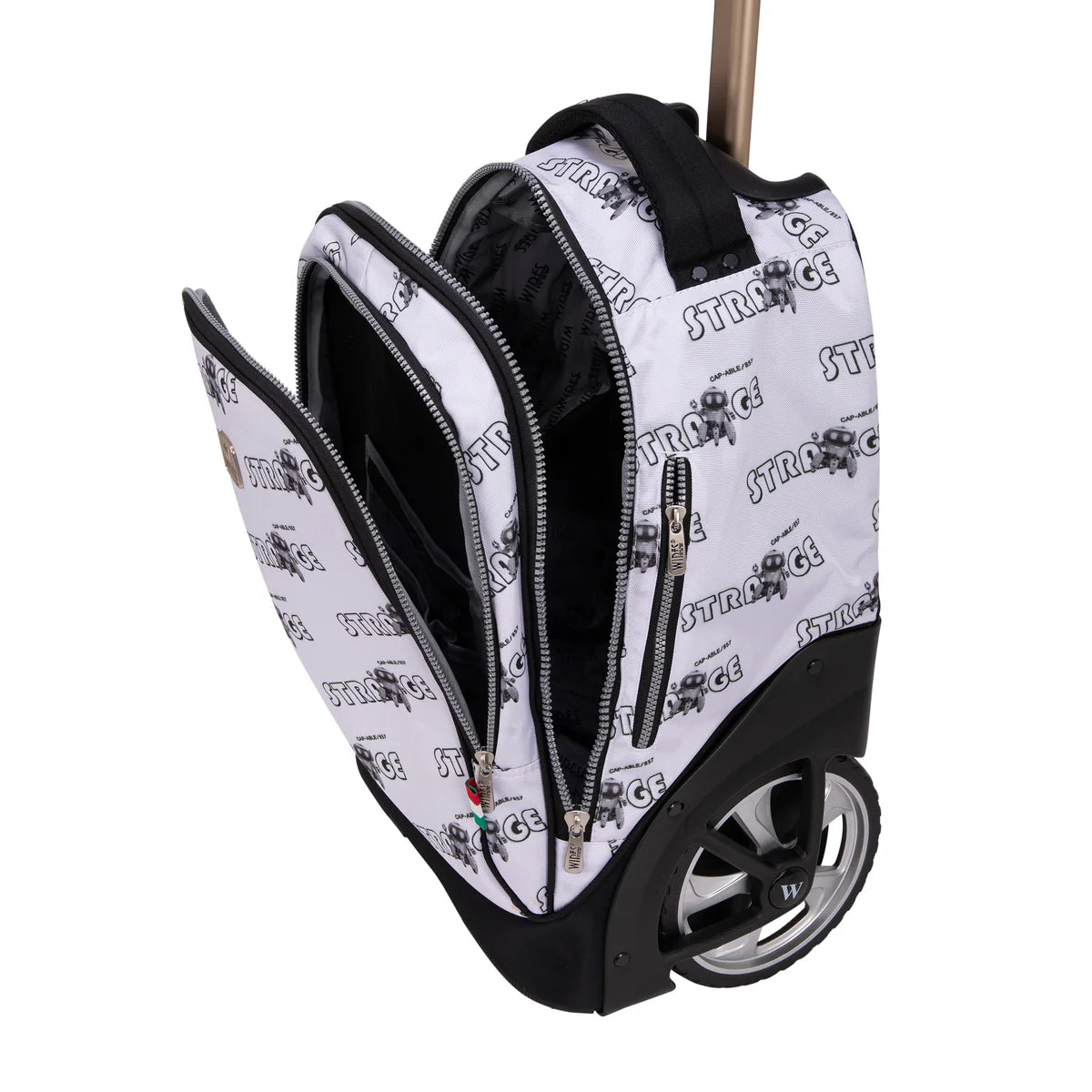 Wires Strange Grey Wires Big Wheel School Bag Trolley Set of 3 - Lunch Bag & Pencil Case - W24521