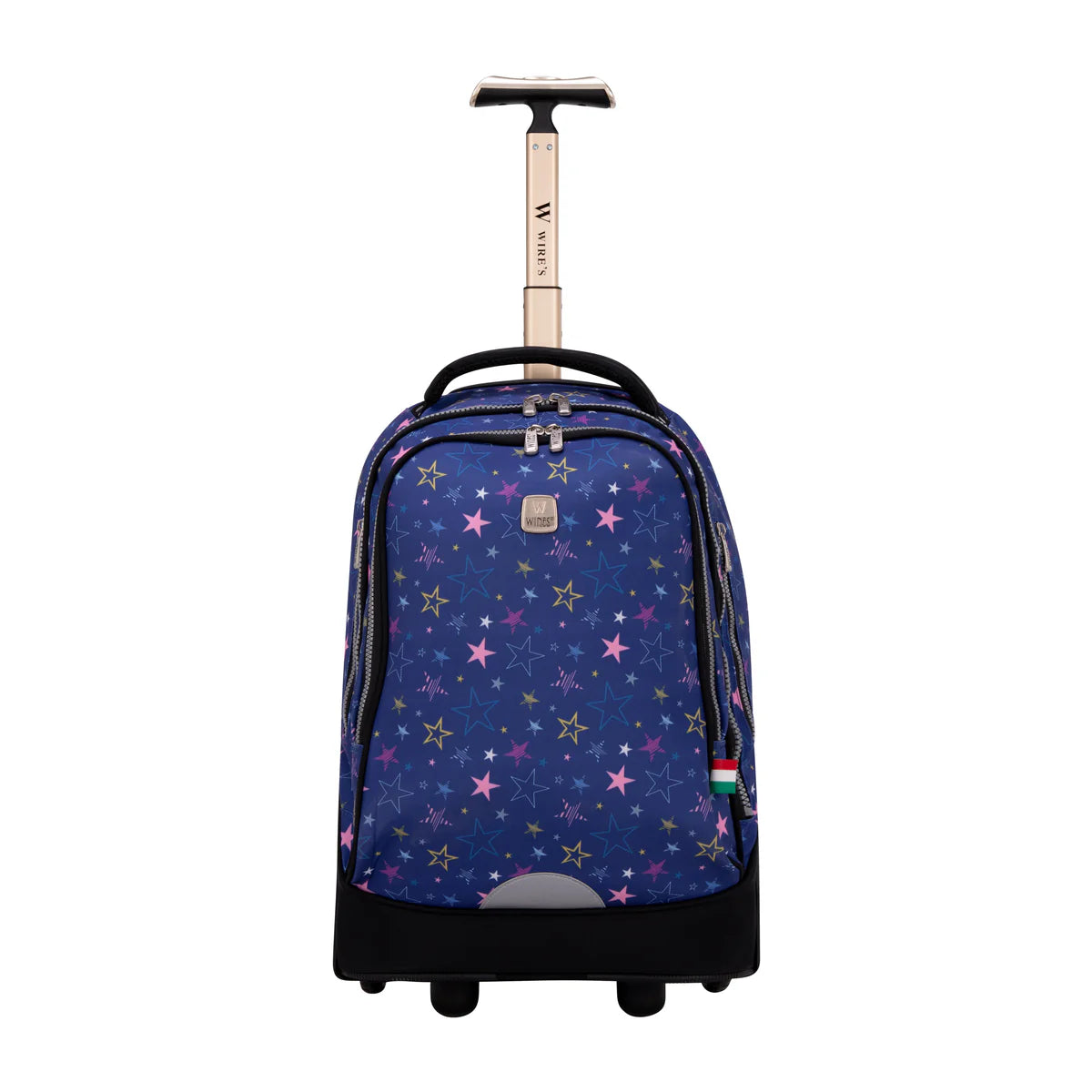 Navy Stars Wires Big Wheel School Bag w24526 Trolley Set of 3 (Lunch Bag & Pencil Case)