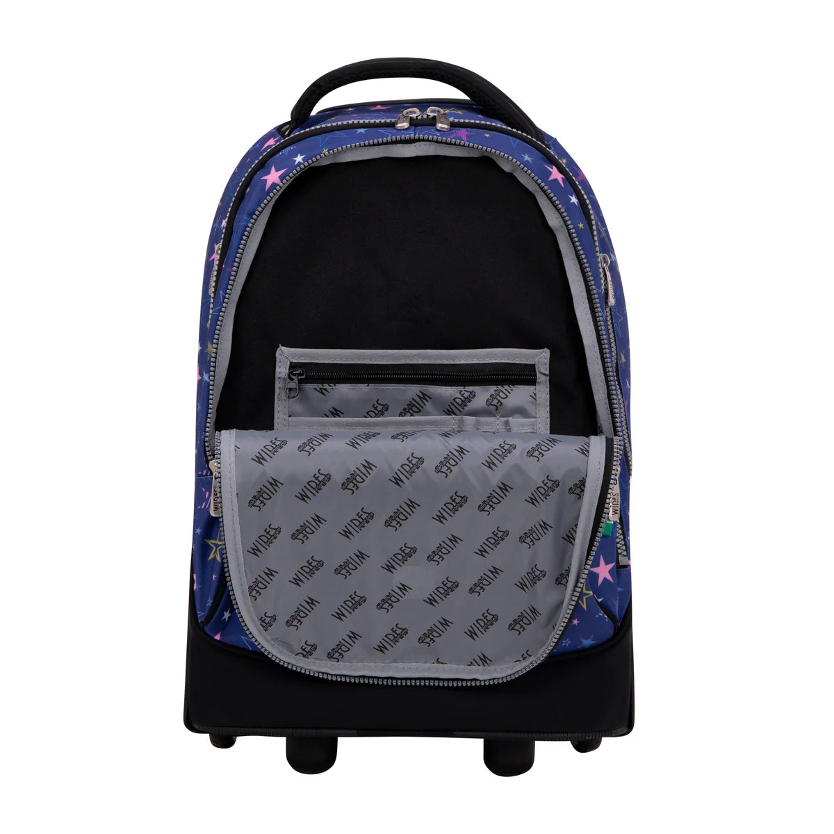 Navy Stars Wires Big Wheel School Bag w24526 Trolley Set of 3 (Lunch Bag & Pencil Case)