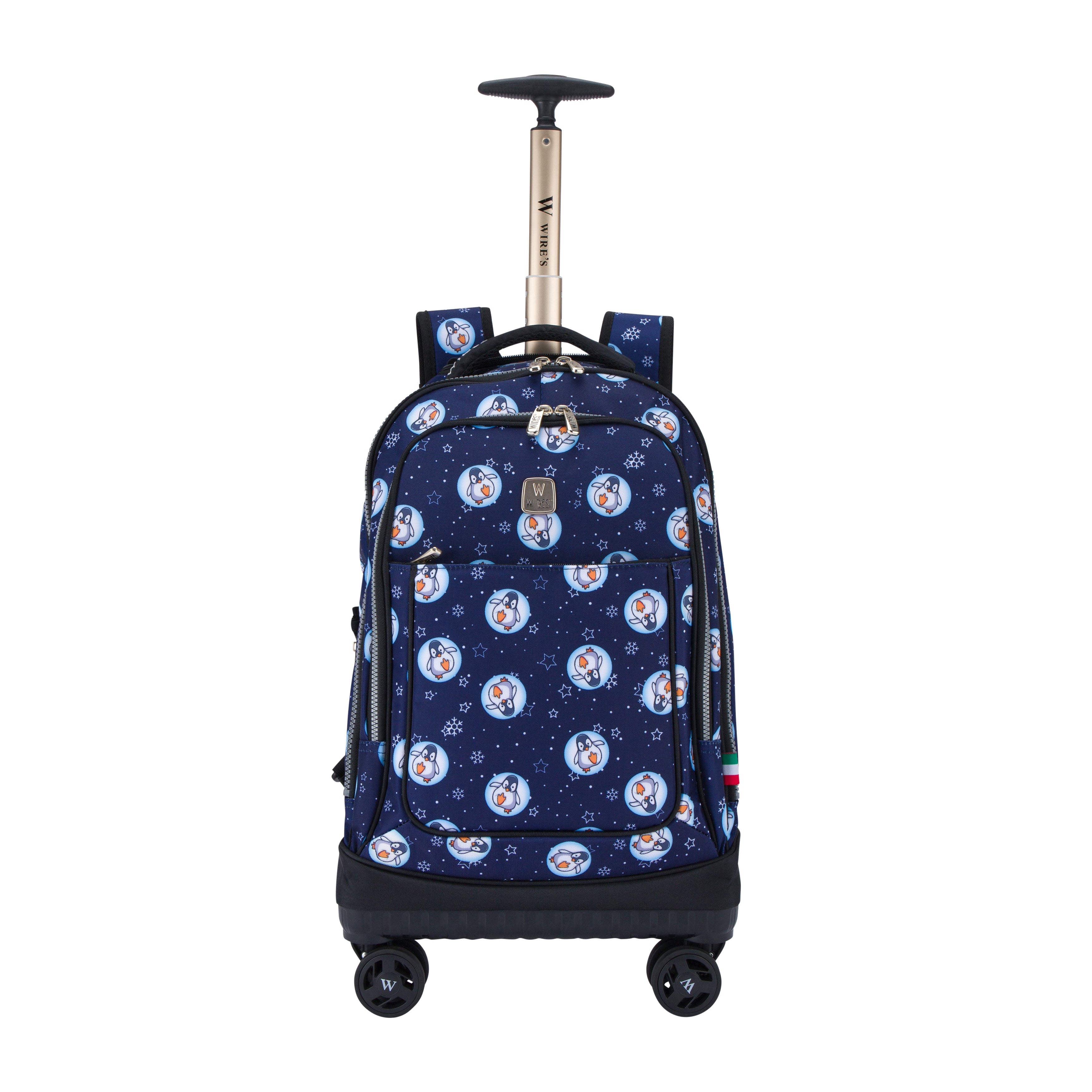 Blue Penguin Wires 8-Wheels School Backpack Trolley Set Lunch bag & Pencil Case W24555