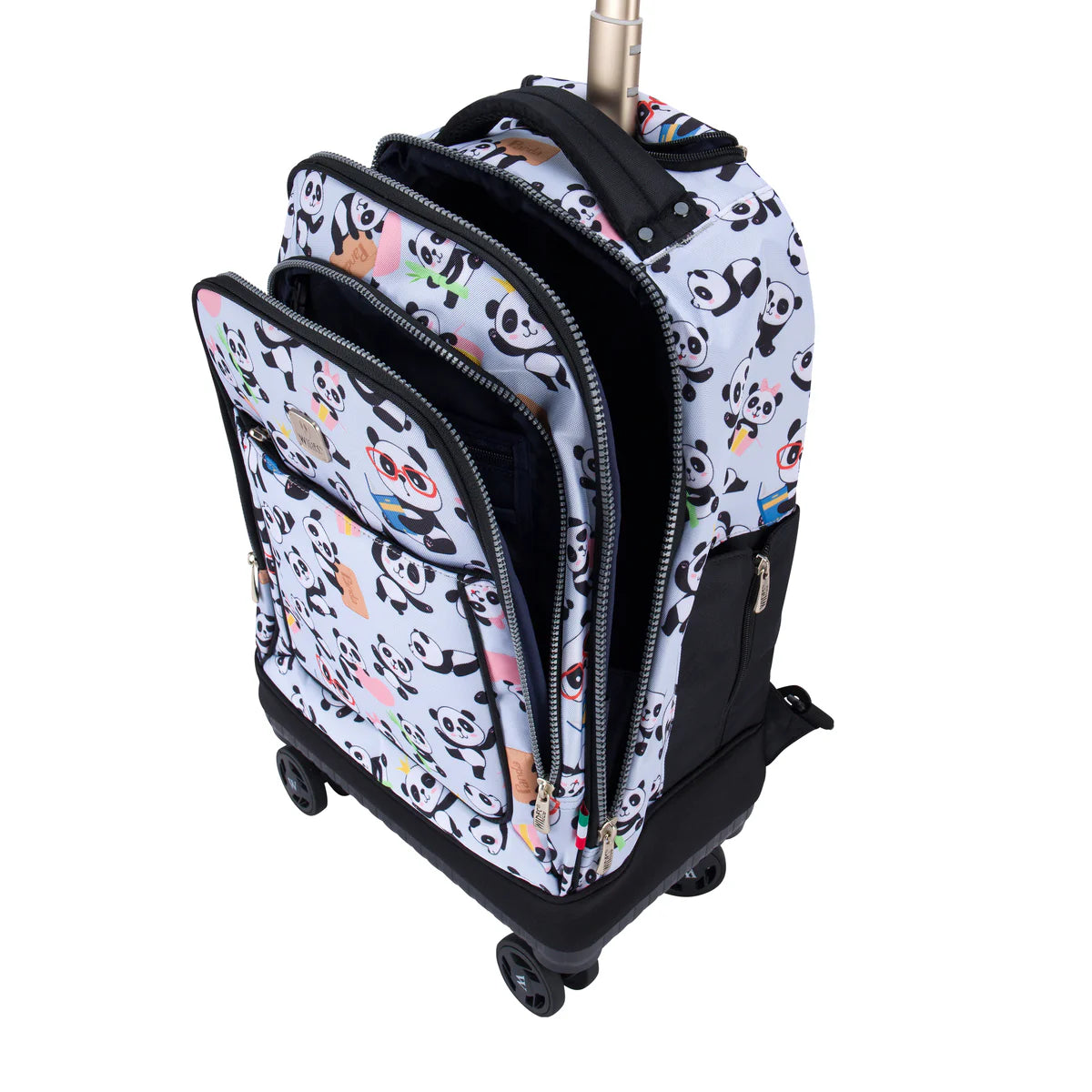 Wires Mist Panda Wires 8-Wheels School Backpack Trolley Set - Lunch bag & Pencil Case - W24560