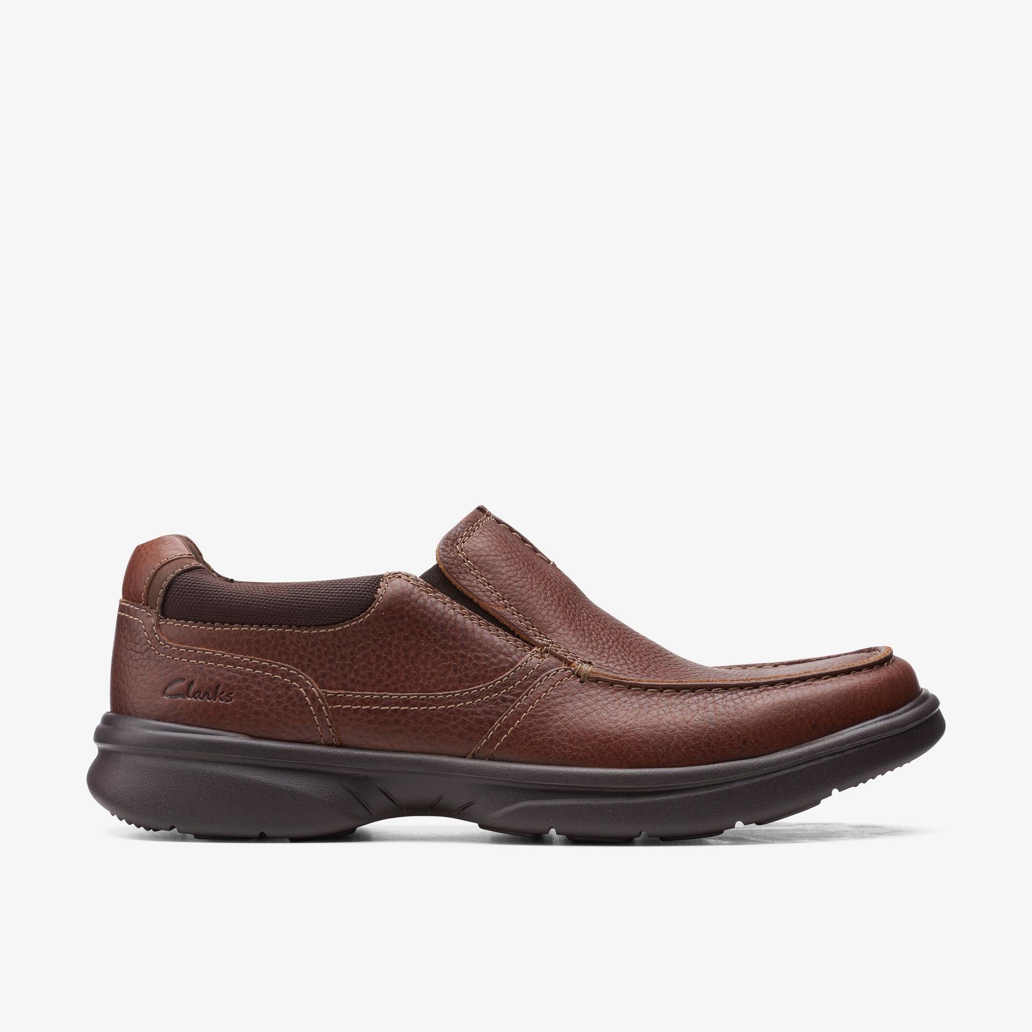 Clarks Bradley Step Men’s Brown Leather Slip-On Shoes Dark