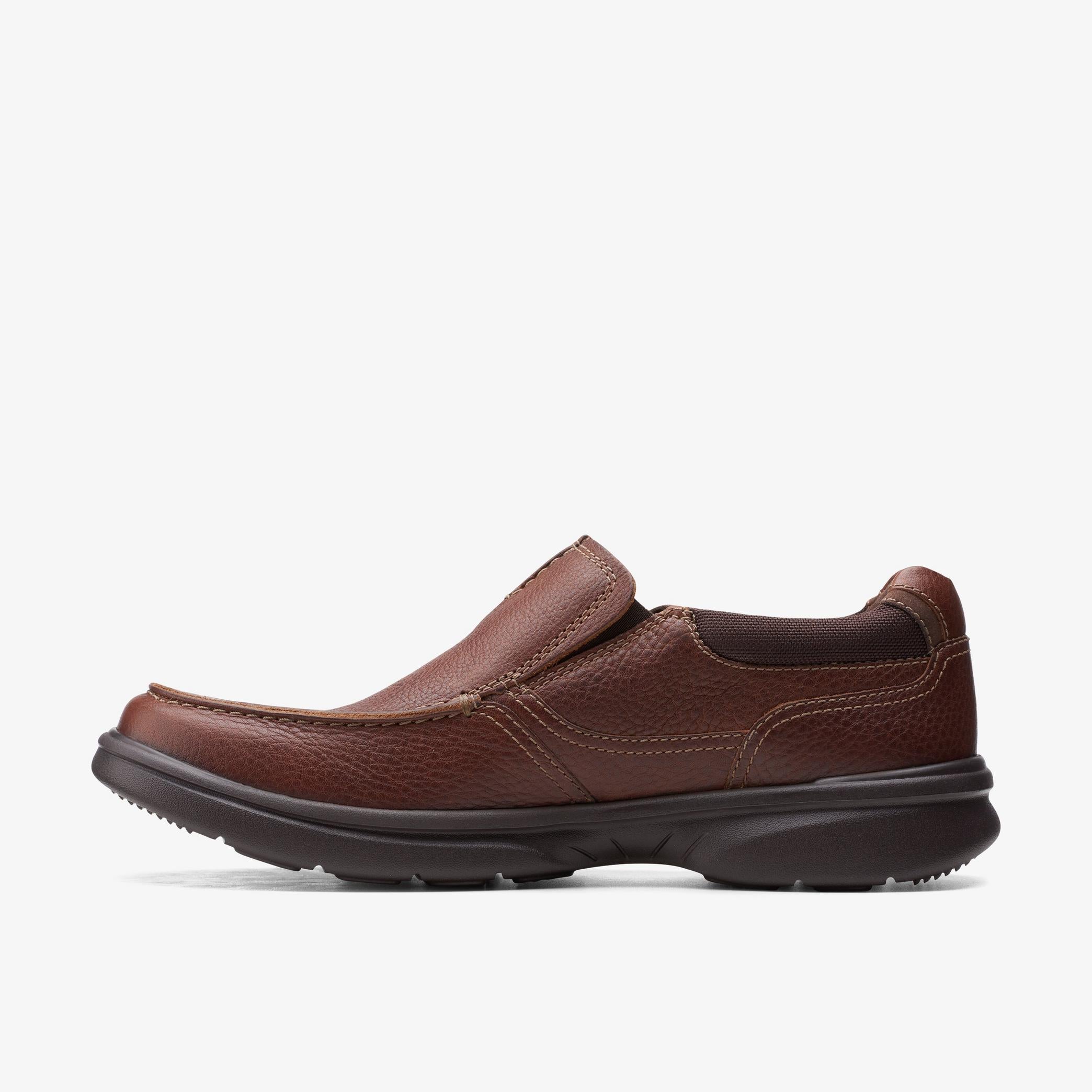 Clarks Bradley Step Men’s Brown Leather Slip-On Shoes Dark