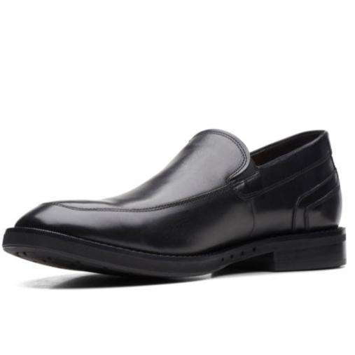 Clarks Men Black Leather Slip-On Sneakers Shoes