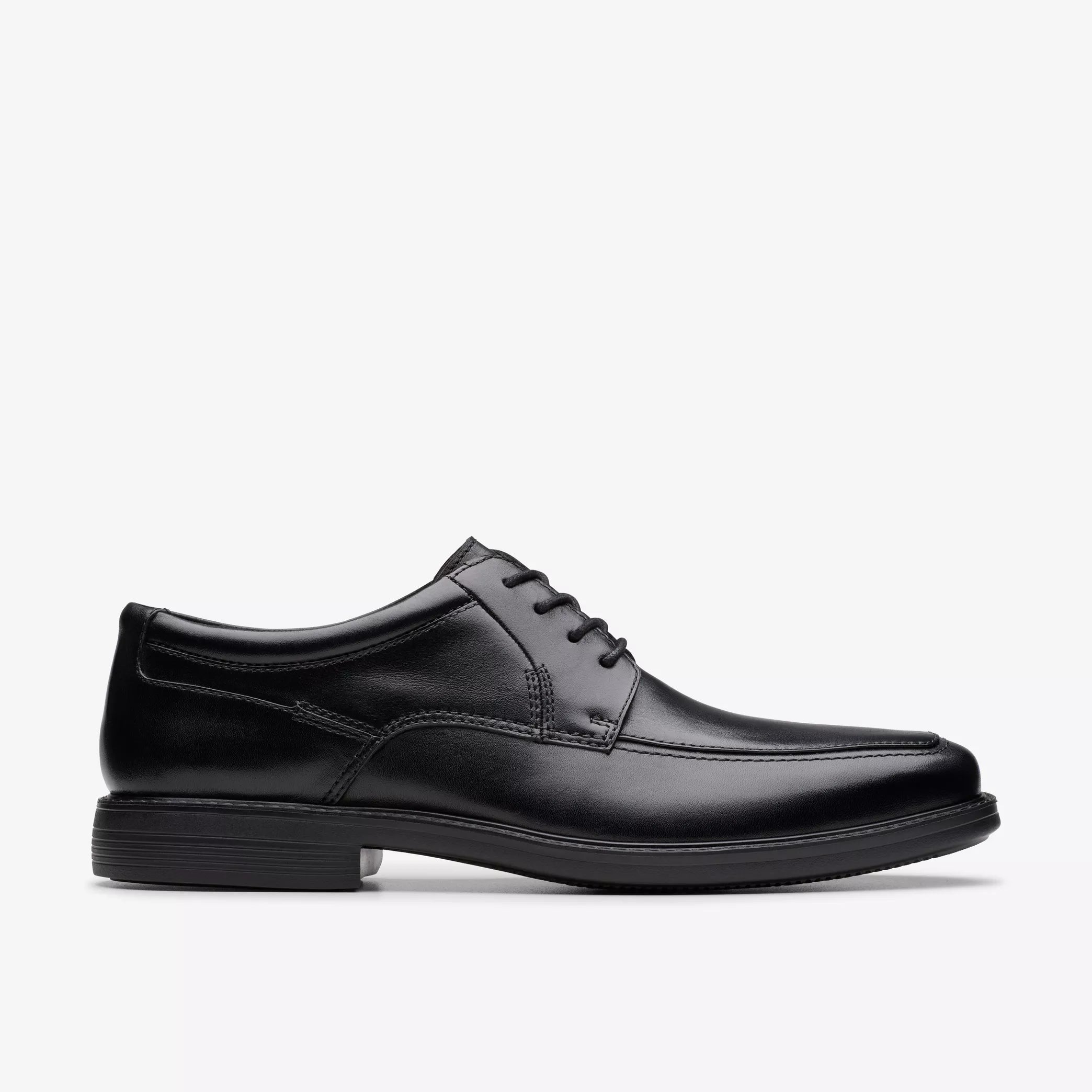 Clarks Mens Ipswich Apron II Black Leather Derby Shoes Lace Up
