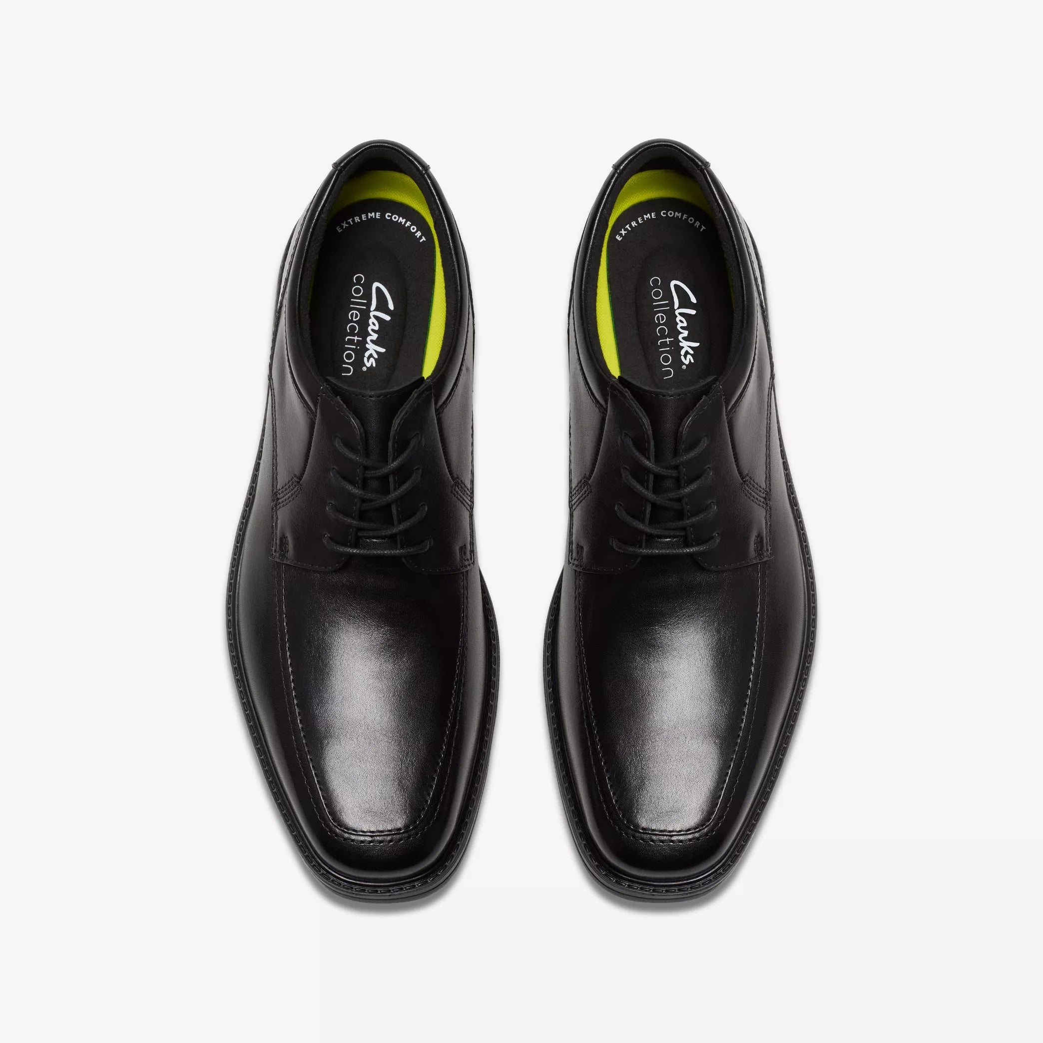 Clarks Mens Ipswich Apron II Black Leather Derby Shoes Lace Up