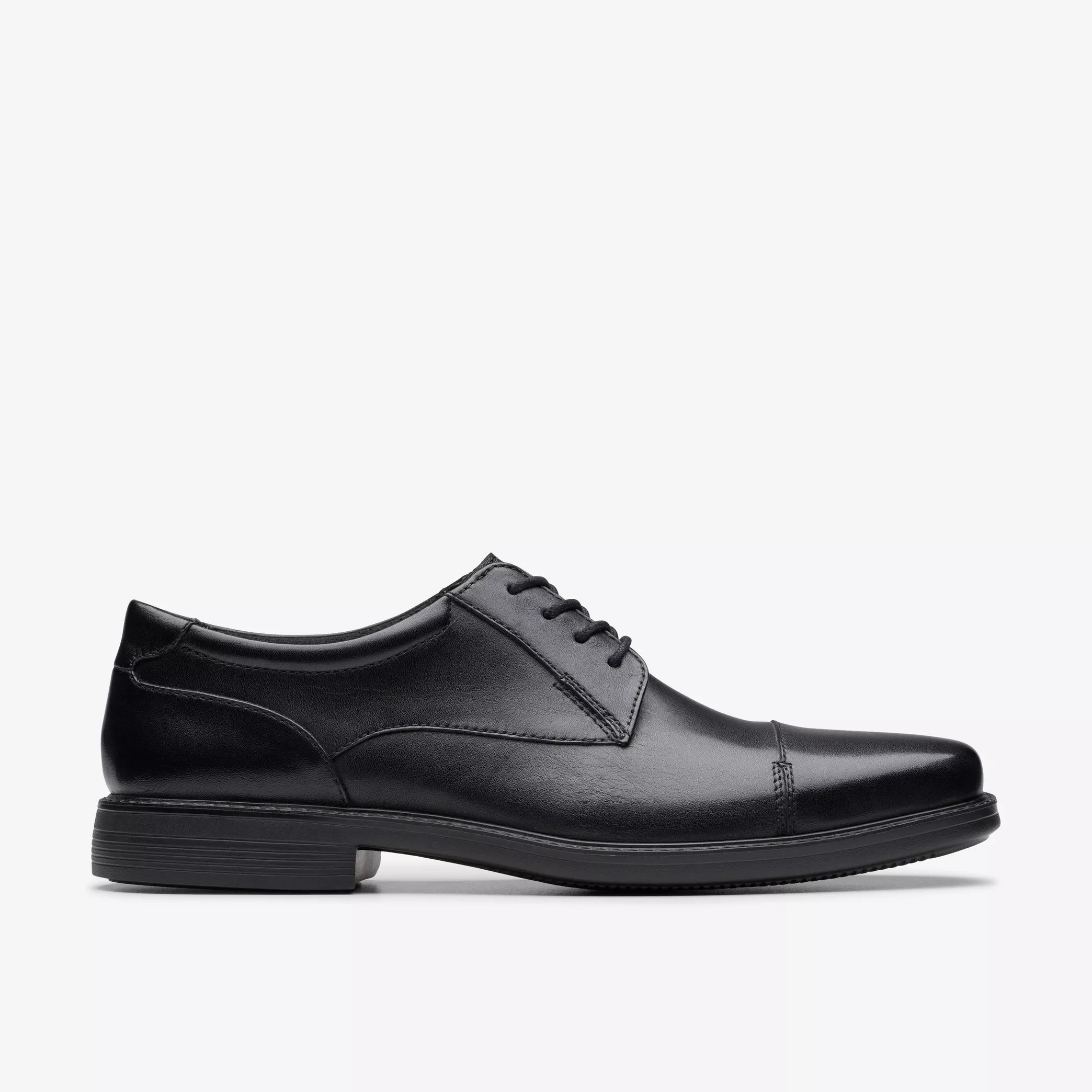 Clarks Wenham Cap II Black Leather - Men's shoes