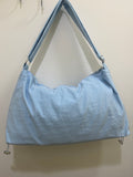 Casual Drawstring Slouchy Canvas Crossbody Bag in Sky Blue