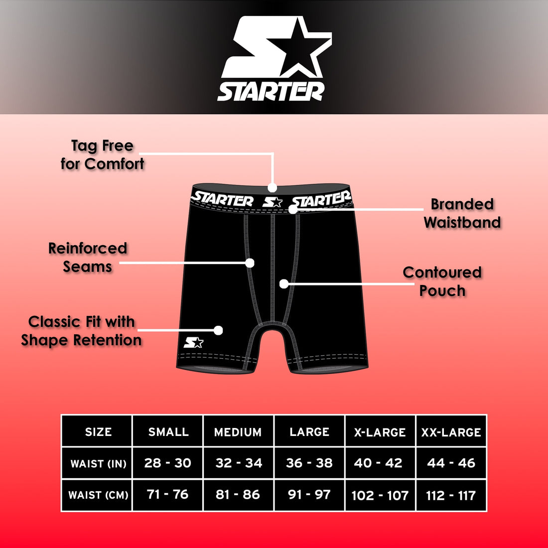 Starter Men S Performance Athletic Stretch Boxer Briefs 6-Pack