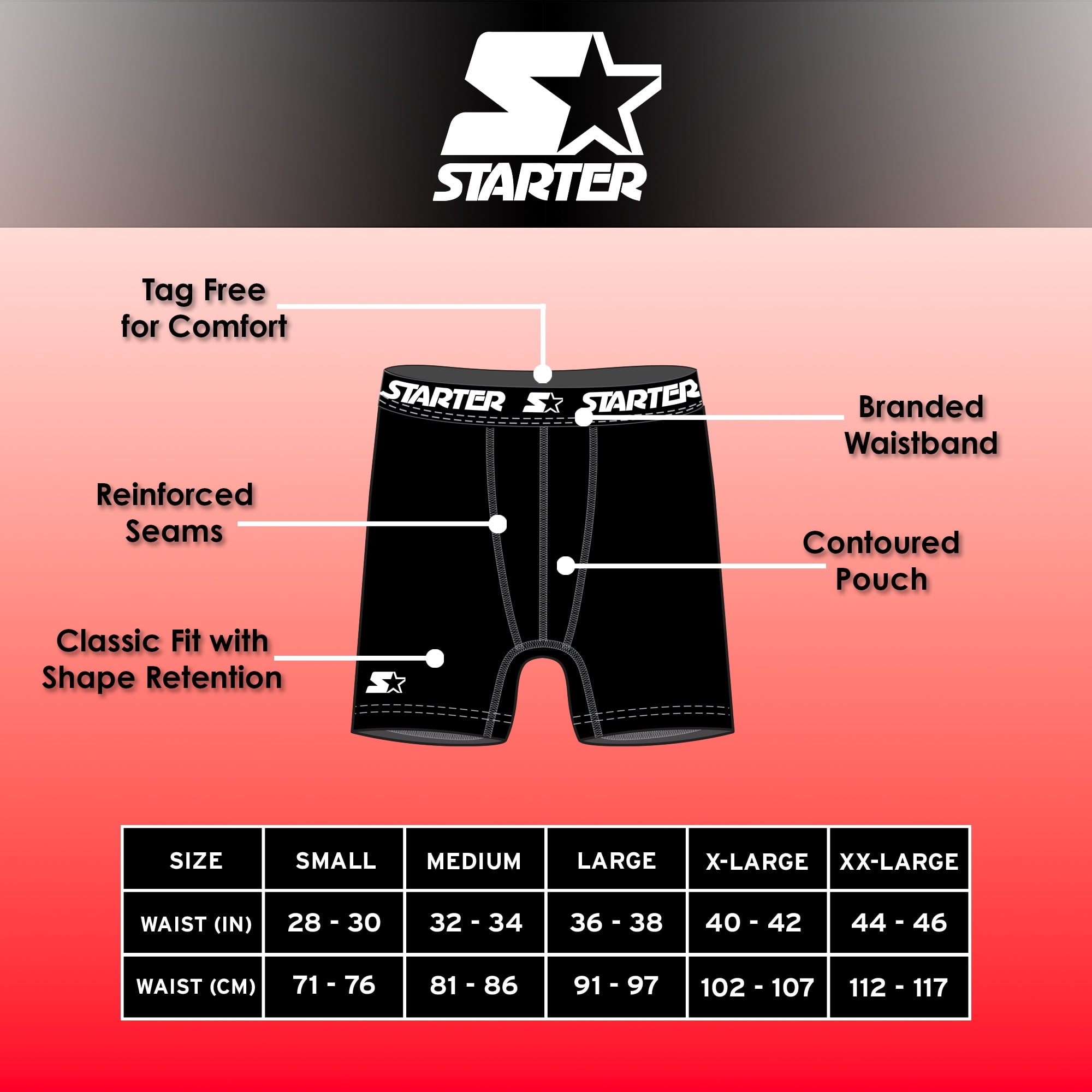 Starter Men S Performance Athletic Stretch Boxer Briefs 6-Pack