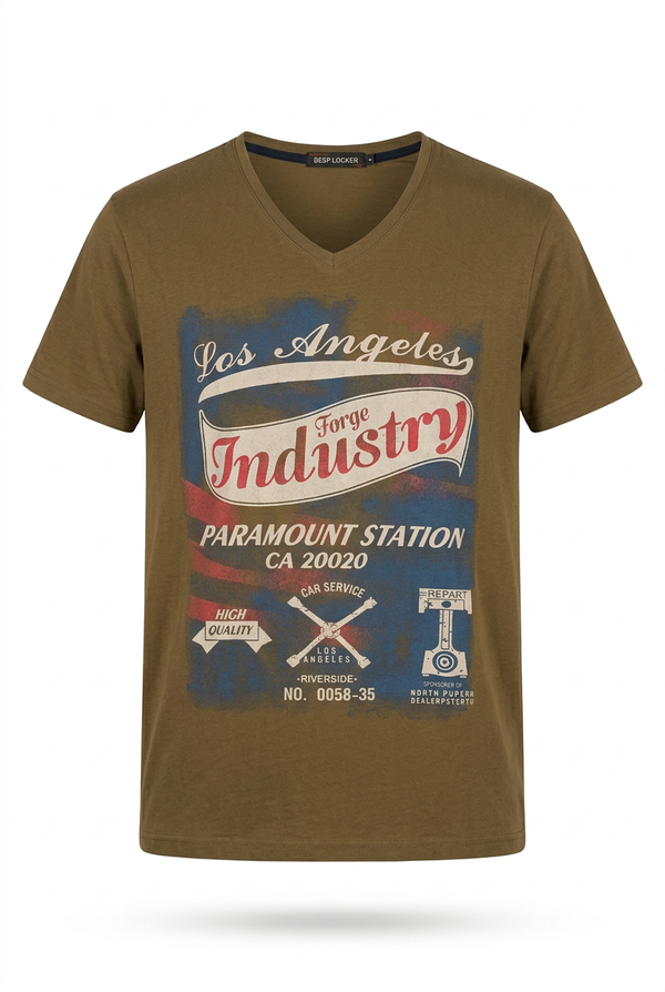 DEEP LOCKER Men's Retro Americana Graphic Tee olive green men tshirt