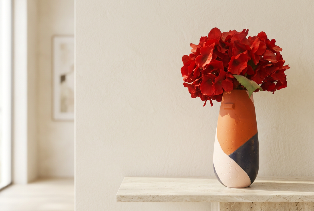 Rustic Red Hydrangea Premium Centerpiece for Home Decor