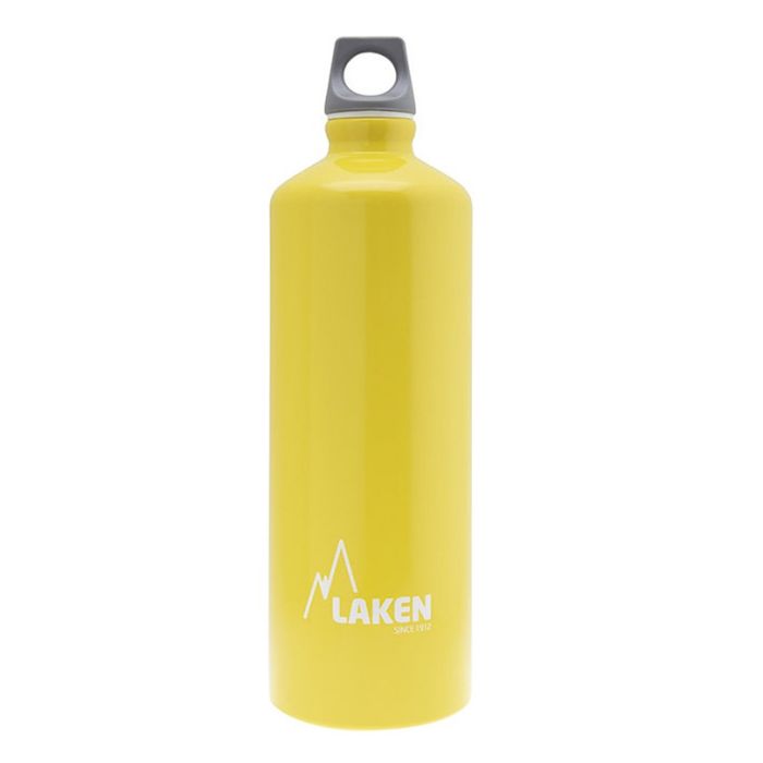 Laken Futura Aluminum Water Bottle, Narrow Mouth, Screw-On Lid with Loop, Leakproof, BPA Free, Made in Spain, 34oz,1Ltr,Yellow