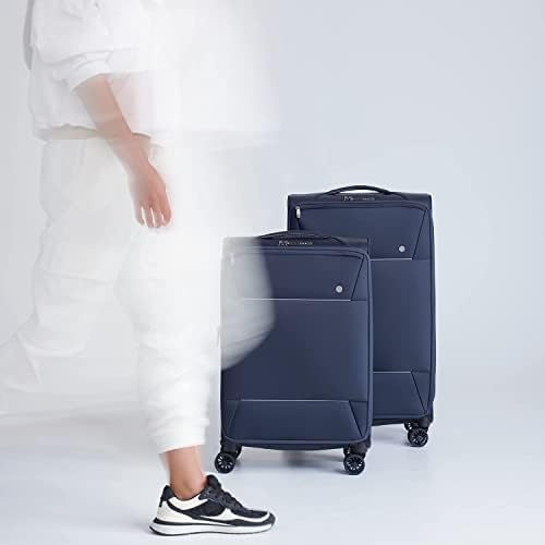 ANTLER Softside Luggage BRIXHAM Collection Lightest suitcase ever made by ANTLER UK, TSA Approved, Anti Theft Double Zipper Luggage for travel (Set of 3, Navy)