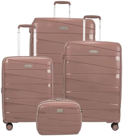 ANTLER Unbreakable Luggage NOVA TSA Approved Suitcase for travel, Expandable Anti Theft Double Zipper, FROM UK (Set of 4, Rose Gold)