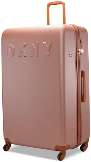 DKNY PROMO INTL PM1 ABS/PC Film Material Hard Lightweight Spinner Suitcase with TSA Lock Luggage (PRIM ROSE, 32-Inch)
