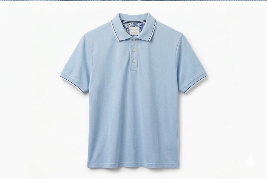 Denim & Flower Polo Blue Shirt Men