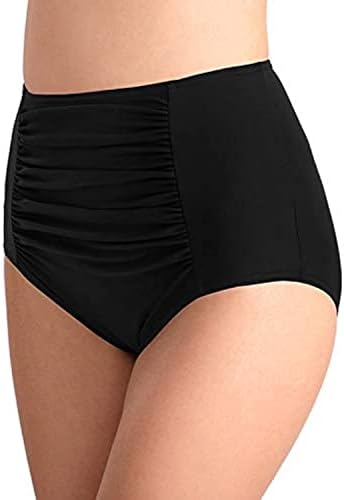 Women's Swim Bikini Bottom Ruched Soft Cozy Retro Knickers Athletic Swimsuit-XL