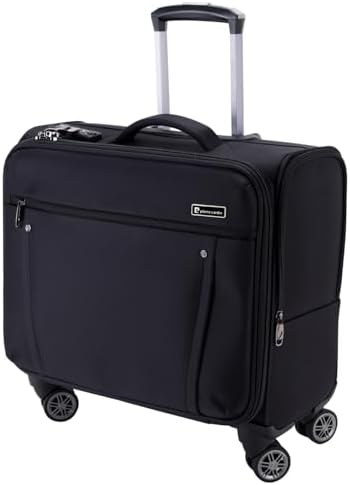 Pierre Cardin Rolling Laptop Case Set of 2 Pilot Business Bag for Travel And Laptop briefcase, International Lock 8Wheel For Easy Moveing