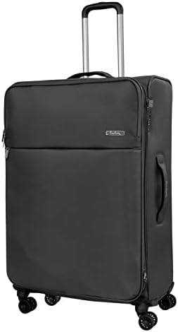 Pierre Cardin Luggage Softside Lightweight Suitcase for Travel, TSA Approved Lock, Anti Theft Double Zipper, Mercury Collection (Set of 3, Black)