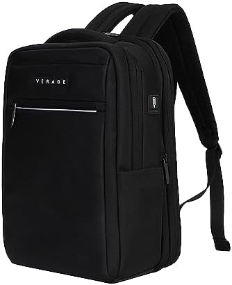 VERAGE 16 Inch Laptop Backpack Travel Anti Theft Durable Laptops Backpack with USB Charging Port,Water Resistant Business Bag for Women & Men, Black, One Size, Business Travel Work Laptop Backpack