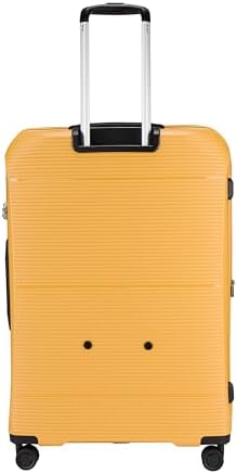 Pierre Cardin Unbreakable Luggage Set of 4, Anti Theft Double Zipper With International Lock Suitcase for Travel, 4 Double Silent Wheels, Expandable Zipper for More Space, Unisex Suitcase (Yellow)