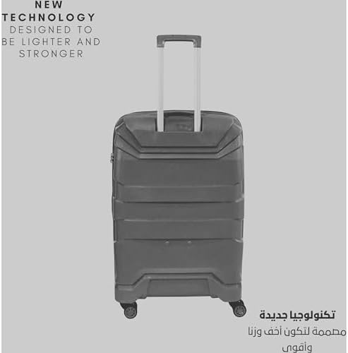 PRINCE TRACK Unbreakable Luggage Set Of 4, Anti Theft Double Zipper Suitcase for Travel, TSA Approved, Expandable (Grey)