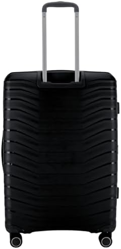 Pierre Cardin Unbreakable Luggage,Expandable Zipper,4 Spiner Whels, Set of 4 PCS (Black)