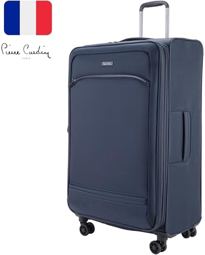 Pierre Cardin Luggage Softside Lightweight Suitcase for Travel, TSA Approved Lock, Anti Theft Double Zipper, Mercury Collection (Navy)