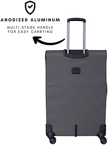 Pierre Cardin Luggage Softside Lightweight Suitcase for Travel, TSA Approved Lock, Anti Theft Double Zipper, Nantes Collection (Checked Luggage 28 Inch, Dark Grey)