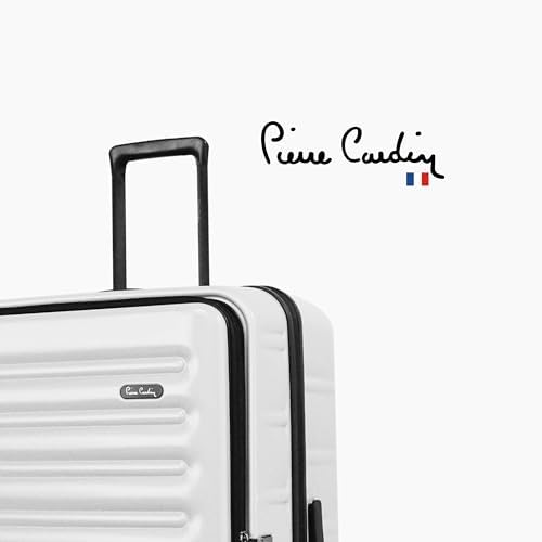 Pierre Cardin Front Zipper Luggage Lightweight Hardside Suitcase for Travel, TSA Approved, ANTI Theft Double Zipper (WHITE, Set of 3)