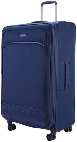 Pierre Cardin Softside Luggage Set of 5 Ultra Light Weight 4 Wheels TSA Approved (NAVY)