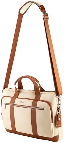 Pierre Cardin Unisex Premium Business Laptop Briefcase 15.6-Inch Laptop Bag Large Capacity Messenger Bag Soft Top Handle Handbag With Long Straps Travel Office Work PB87092 Brown
