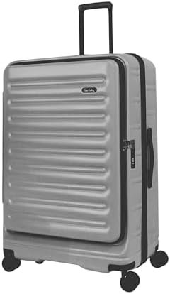 Pierre Cardin Front Zipper Luggage Lightweight Hardside Suitcase for Travel, TSA Approved, ANTI Theft Double Zipper (GREY, Set of 3)