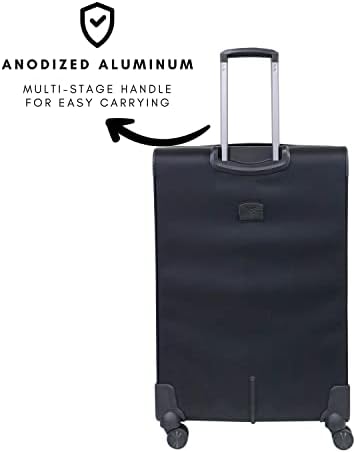 Pierre Cardin Luggage Premium Softside Material Suitcase for Travel and Business, TSA Approved, ANTI Theft Double Zipper, Uster Collection (Set of 3, Black)