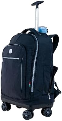 WIRES 4 Wheels printed trolley 19" wtih lunch bag and pencil case (black 1)