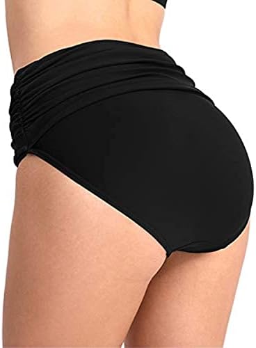 Women's Swim Bikini Bottom Ruched Soft Cozy Retro Knickers Athletic Swimsuit-XL