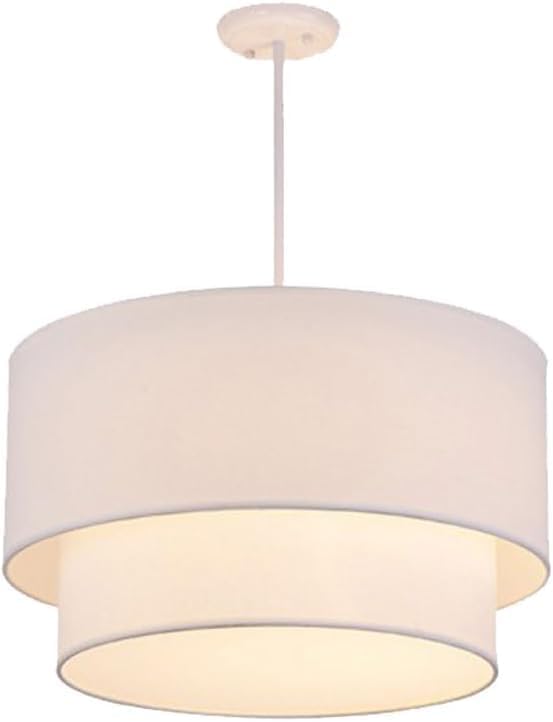 SDFhNest Farmhouse Pendant Light Fixtures, 2-Tier Drum Pendant Lighting with Linen Lampshade, Rustic Farmhouse Ceiling Light,LED Chandelier Ceiling (White40cm)