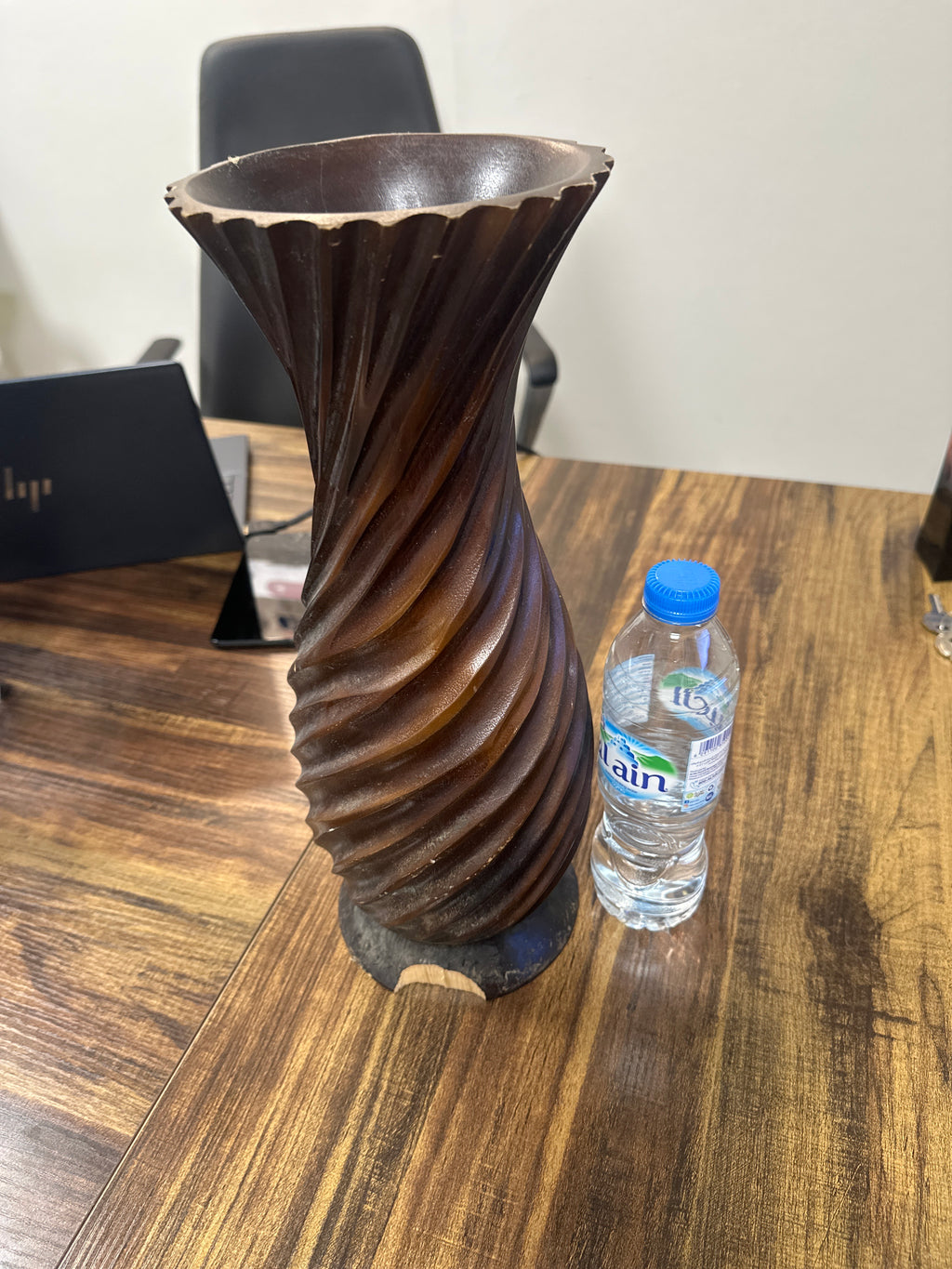 Wooden vase - slighly cracked -
