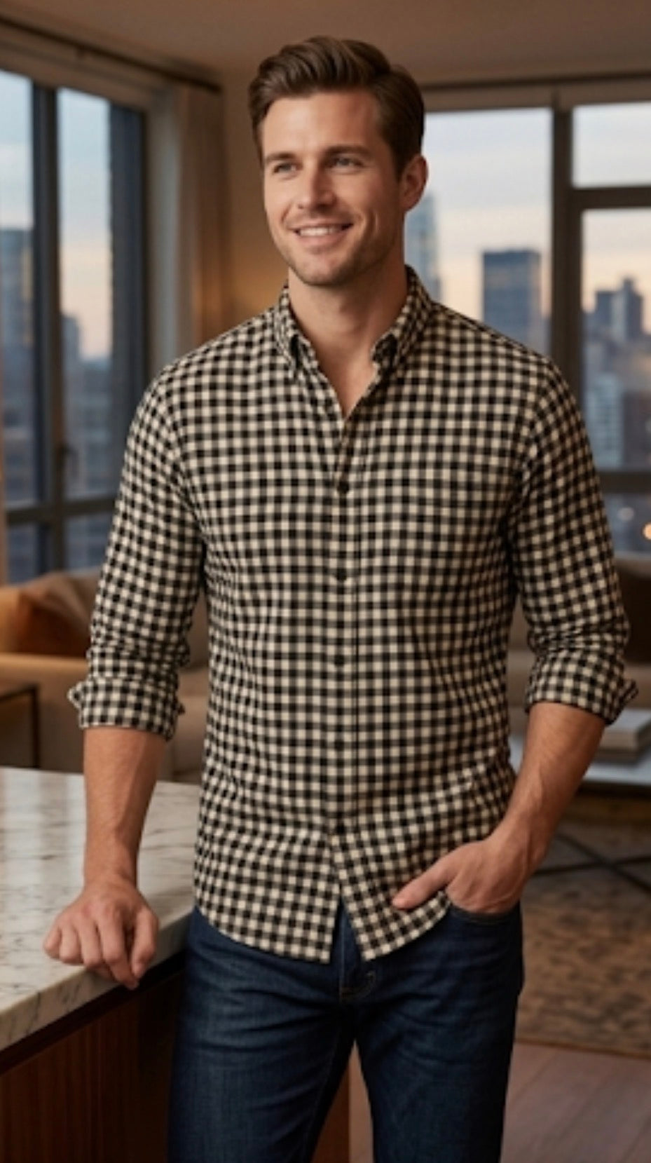 POLO RALPH LAUREN CHECKERED BLACK SHIRT FOR MEN
